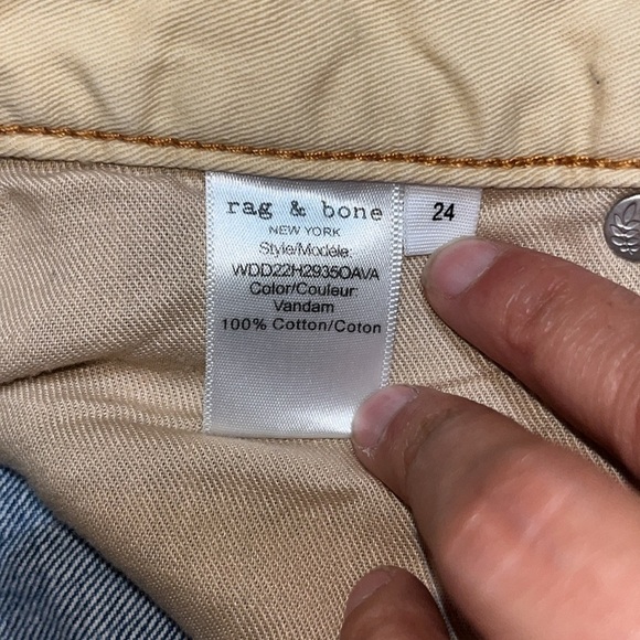 Rag & Bone Logan Mid-Rise Relaxed Wide Leg Jeans Distressed Vandam Light Wash 24 - Picture 7 of 8